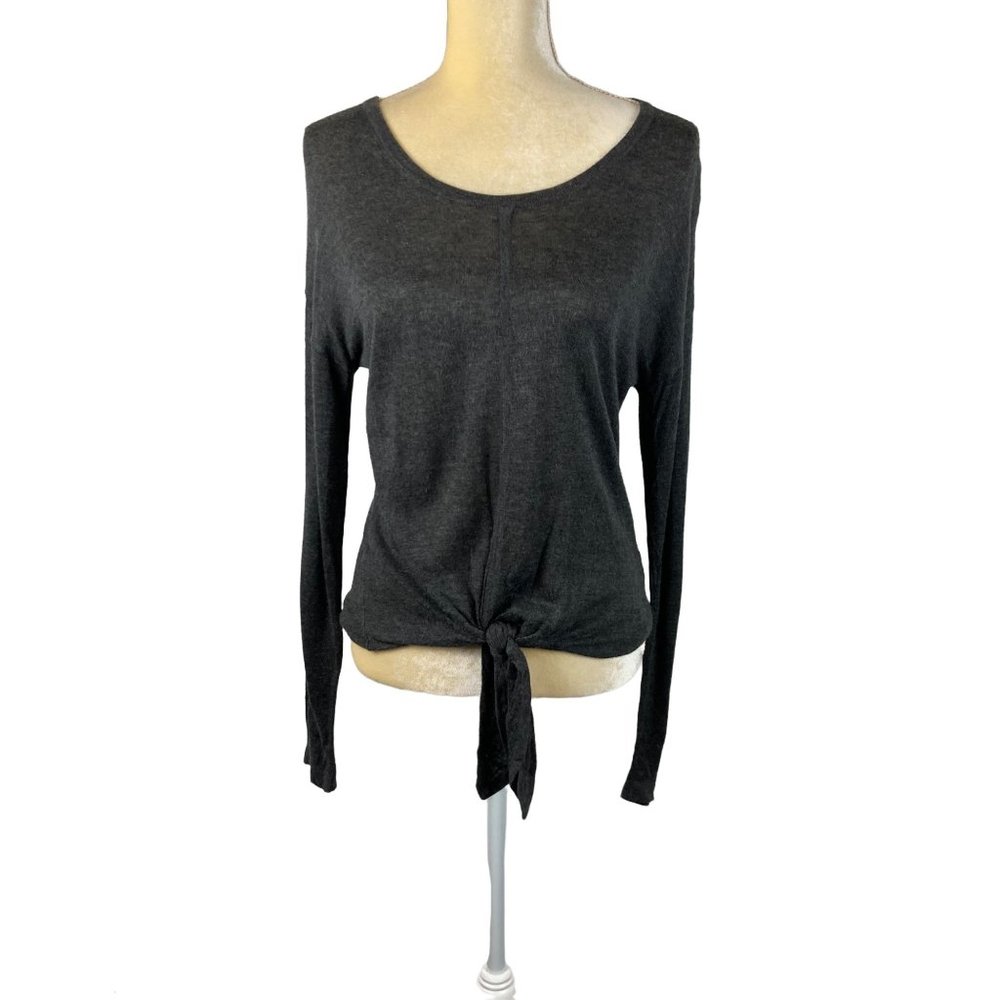 Madewell Shirt Sweater Grey Long Sleeves Knotted Front Tie Medium